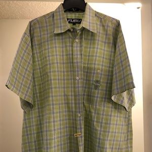FUBU XXL Button Up Plaid Short Sleeve Shirt